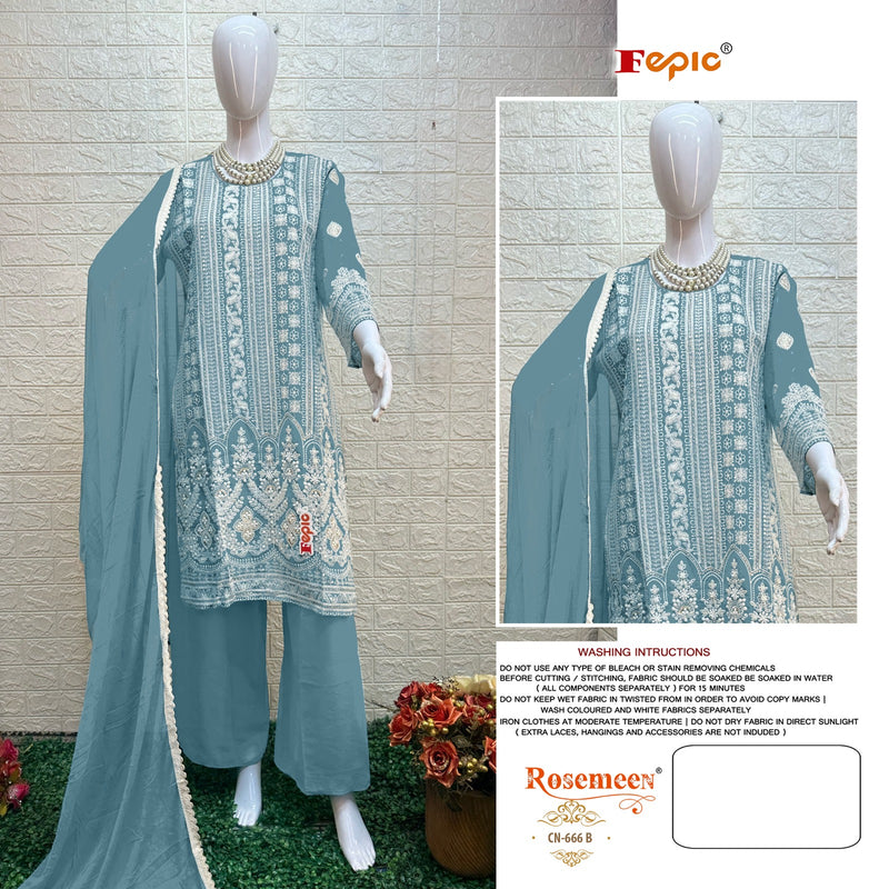 Crafted Needle CN 666 Georgette Embroidered Khatli Work Pakistani Kurti