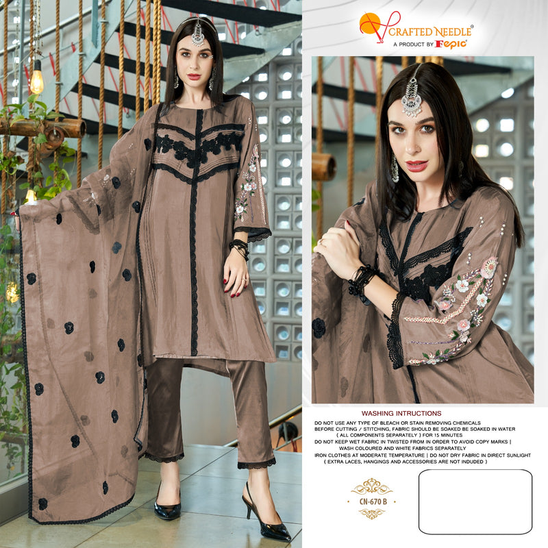 Crafted Needle Cn 670 Silk Khatli Embroidery Work Fancy Designer Partywear Kurti