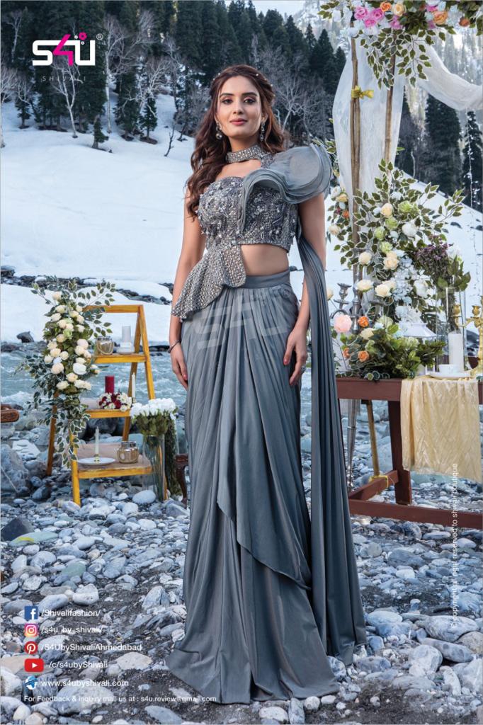S4u Shivali The Wedding Saga Cocktail Georgette Designer Ready Made Wedding Wear Indo Western