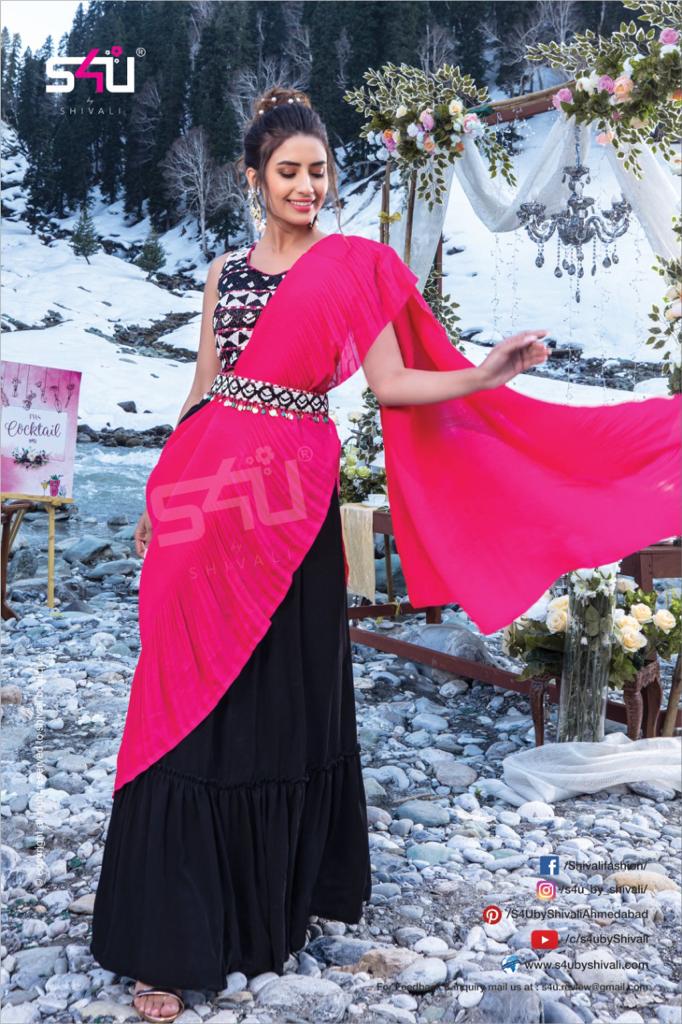S4u Shivali The Wedding Saga Cocktail Georgette Designer Ready Made Wedding Wear Indo Western