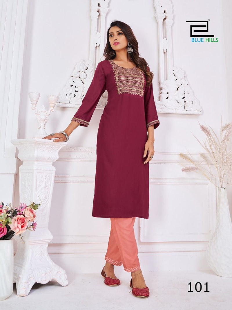 Blue Hills College Girl Vol 1 Rayon With Heavy Embroidery Work Stylish Designer Fancy Kurti