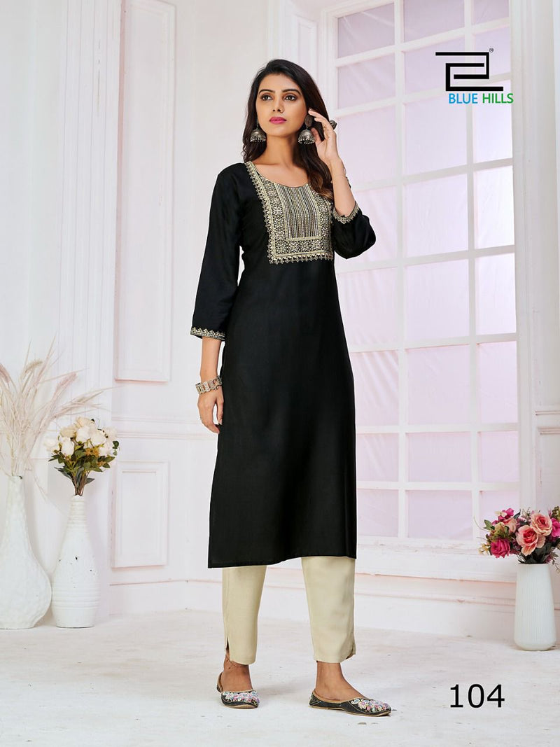Blue Hills College Girl Vol 1 Rayon With Heavy Embroidery Work Stylish Designer Fancy Kurti