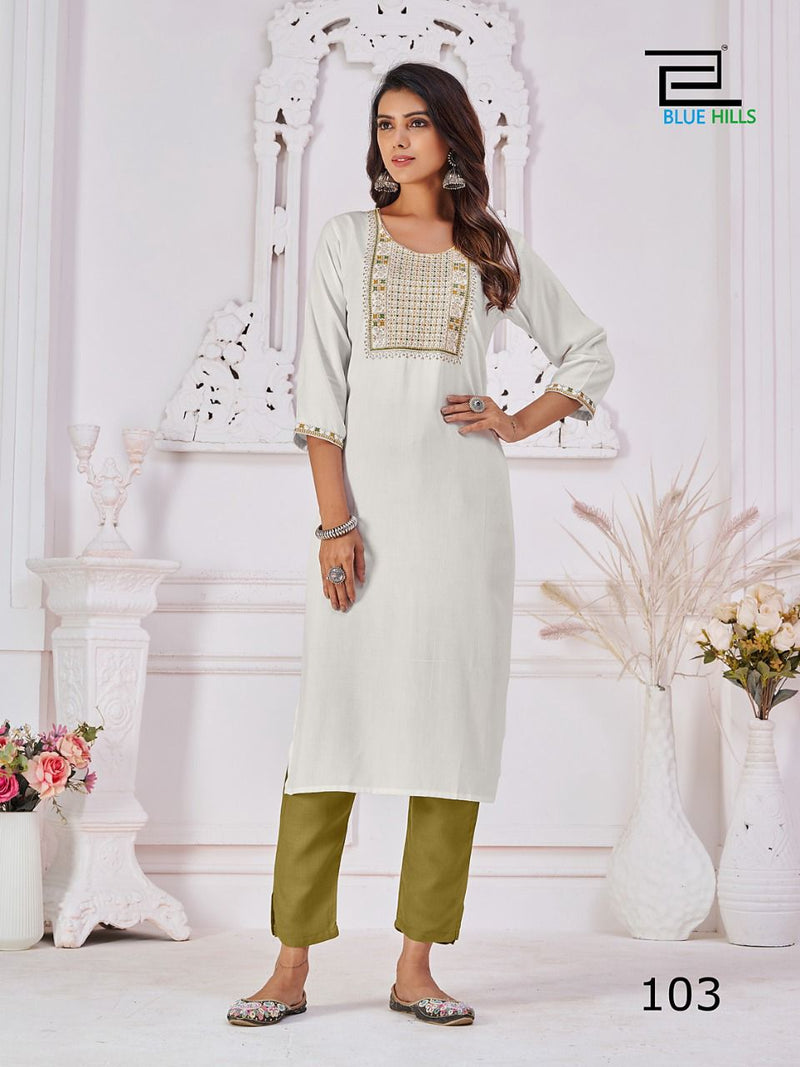 Blue Hills College Girl Vol 1 Rayon With Heavy Embroidery Work Stylish Designer Fancy Kurti