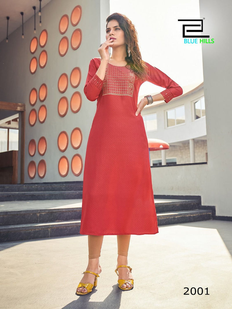 Blue Hills Colorbar Vol 2 Viscose Zari Embroidery Sequence Fancy Wear Kurti