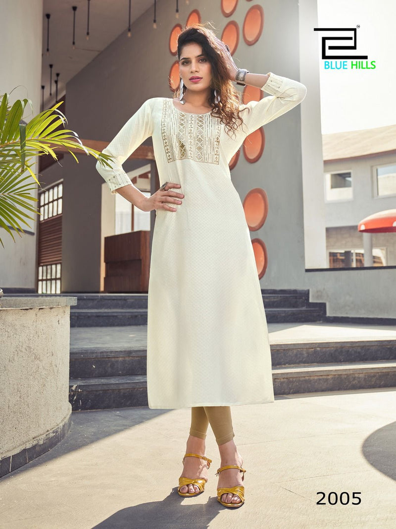 Blue Hills Colorbar Vol 2 Viscose Zari Embroidery Sequence Fancy Wear Kurti