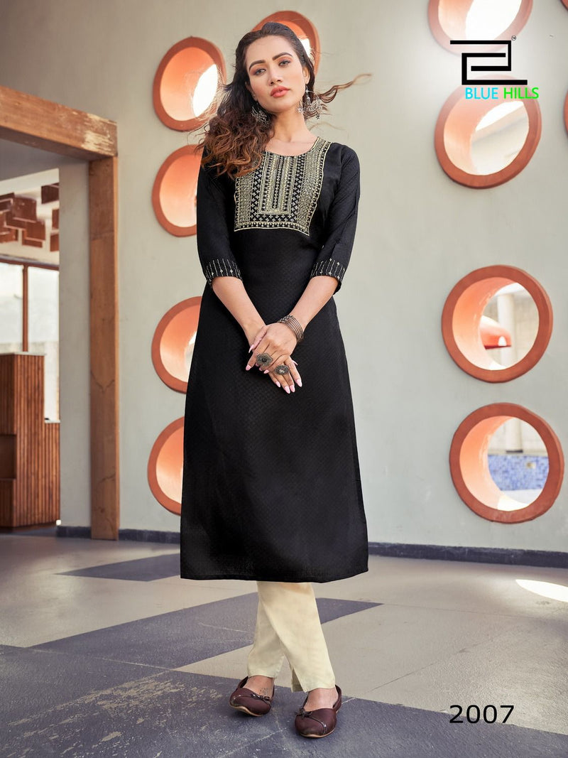 Blue Hills Colorbar Vol 2 Viscose Zari Embroidery Sequence Fancy Wear Kurti