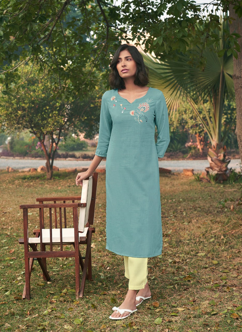 Four Button Colors Vol 14 Pure Cotton With Heavy Embroidery Work Stylish Designer Casual Kurti