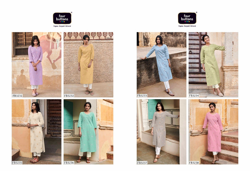Four Buttons Colors Vol 15 Rayon All Over Intricate Embroideries Fancy Designer Kurti