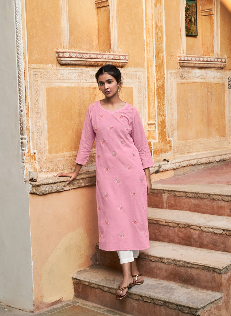 Four Buttons Colors Vol 15 Rayon All Over Intricate Embroideries Fancy Designer Kurti