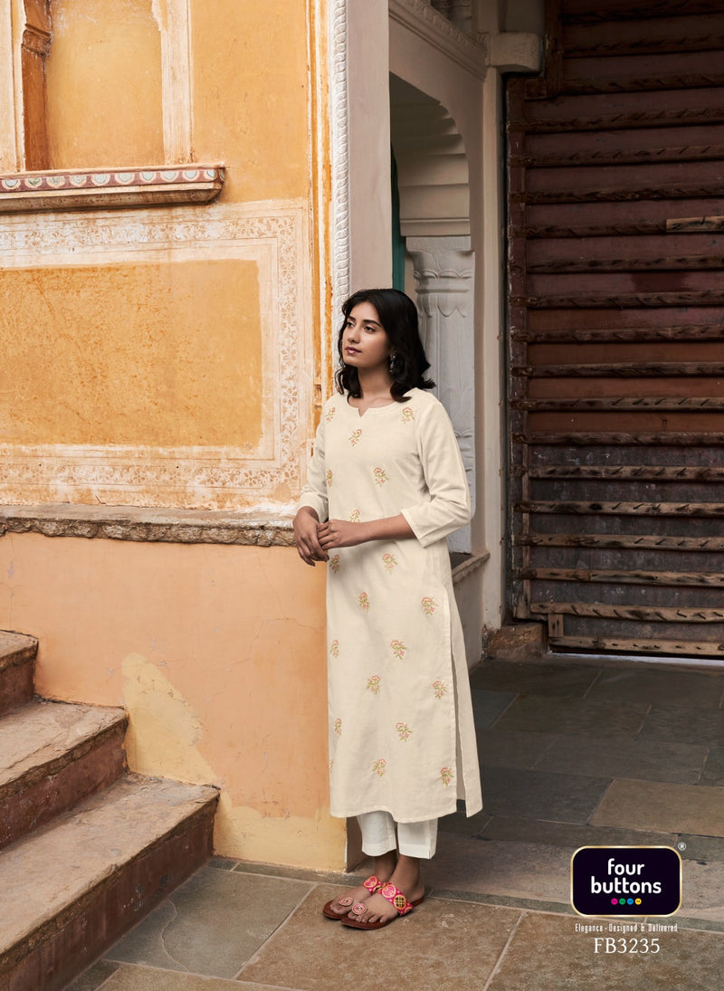 Four Buttons Colors Vol 15 Rayon All Over Intricate Embroideries Fancy Designer Kurti