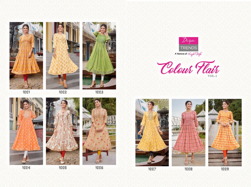 Diya Trends Colour Flair Vol 1 Rayon With Heavy Embroidery Work Stylish Designer Festive Wear Long Gown