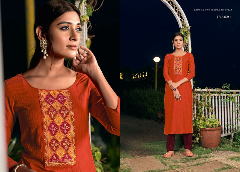 Rangoon Colours Fancy Lining Silk Stylish  Straight Party Wear Kurtis
