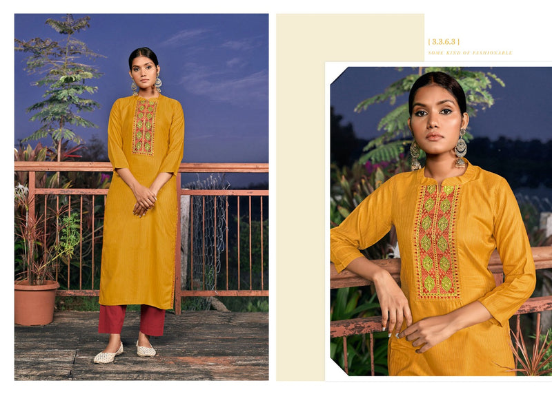 Rangoon Colours Fancy Lining Silk Stylish  Straight Party Wear Kurtis