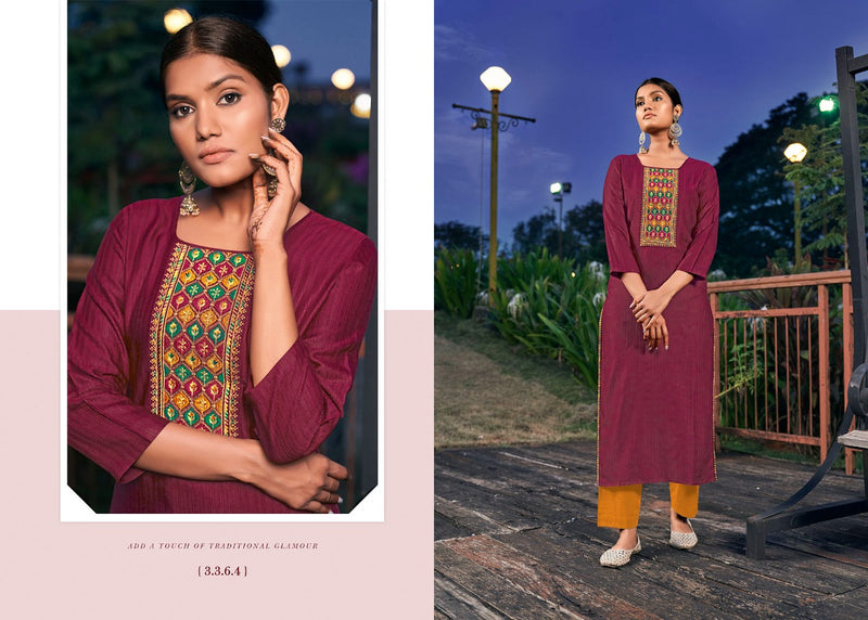 Rangoon Colours Fancy Lining Silk Stylish  Straight Party Wear Kurtis