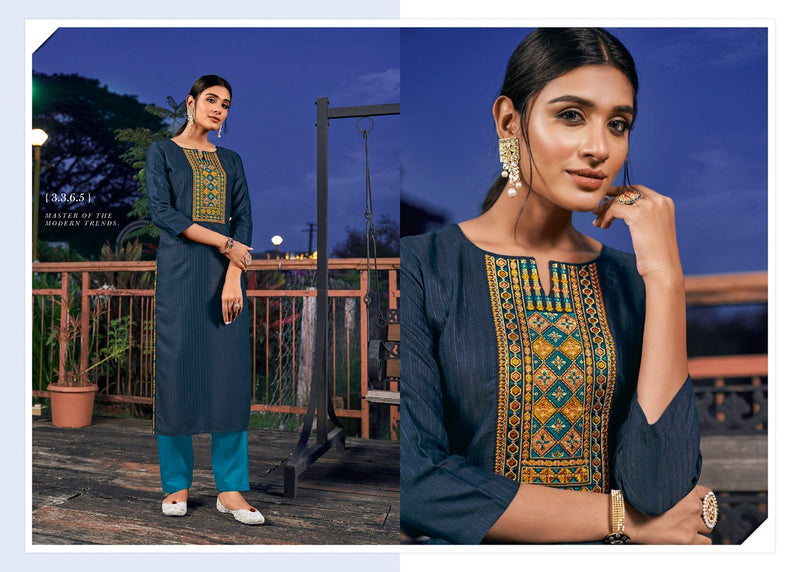 Rangoon Colours Fancy Lining Silk Stylish  Straight Party Wear Kurtis
