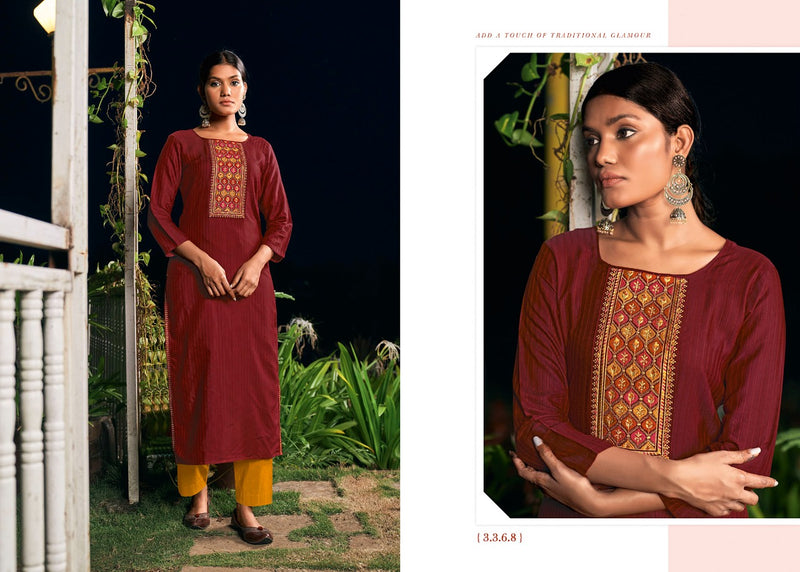 Rangoon Colours Fancy Lining Silk Stylish  Straight Party Wear Kurtis