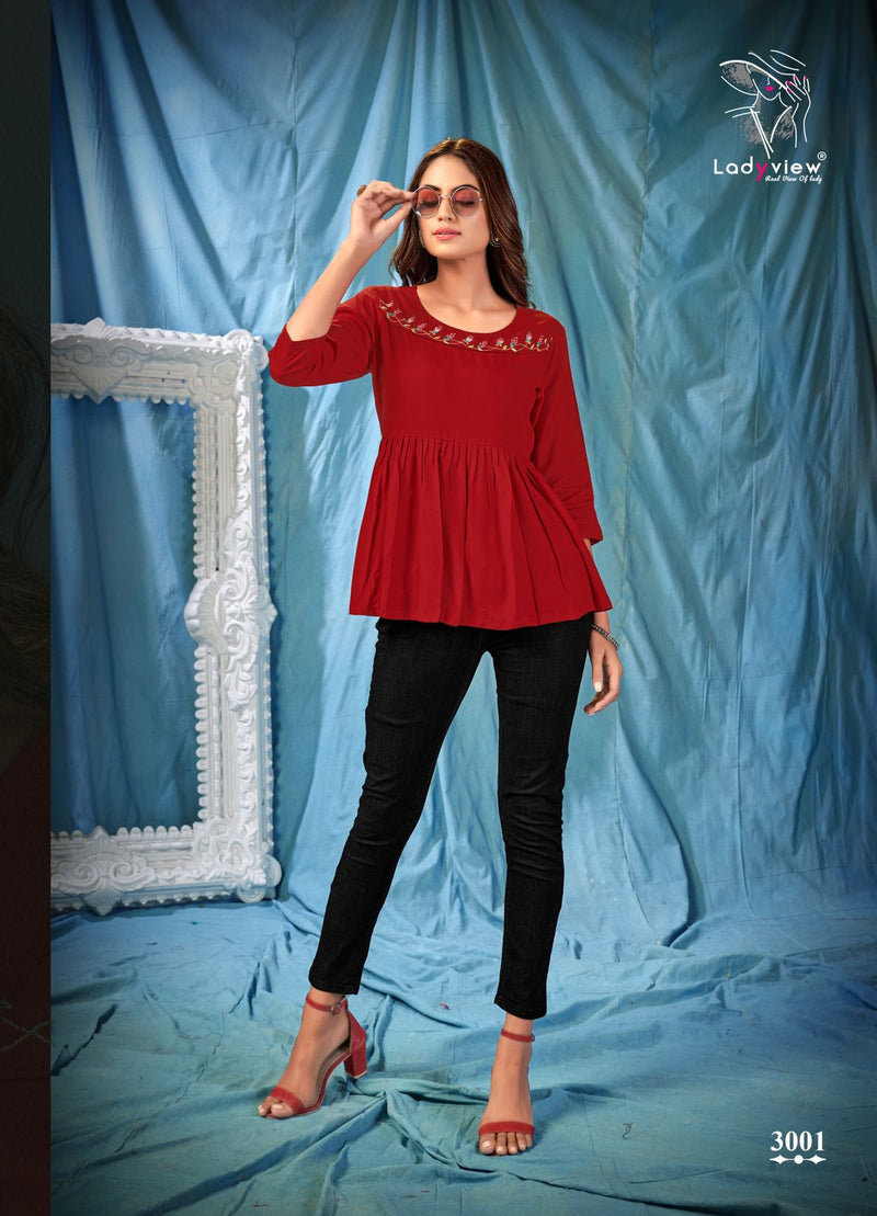 Ladyview Cool Crush Vol 3 Rayon FAncy Top Style Western Wear Short Kurtis