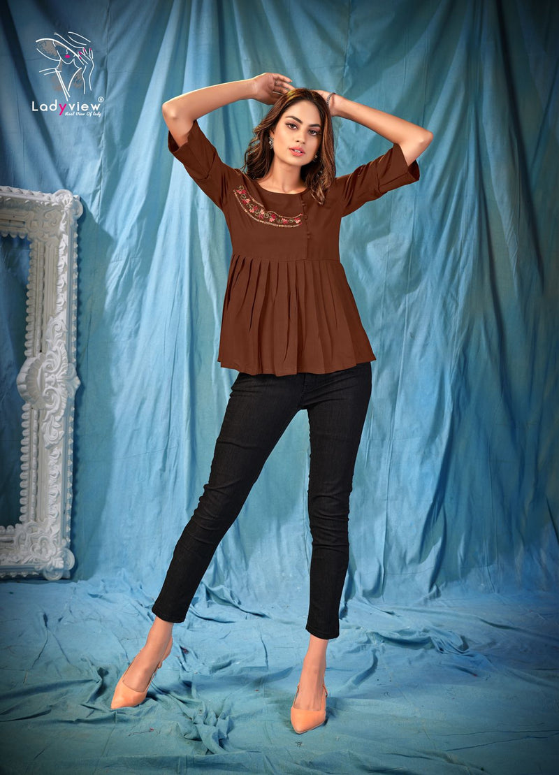 Ladyview Cool Crush Vol 3 Rayon FAncy Top Style Western Wear Short Kurtis