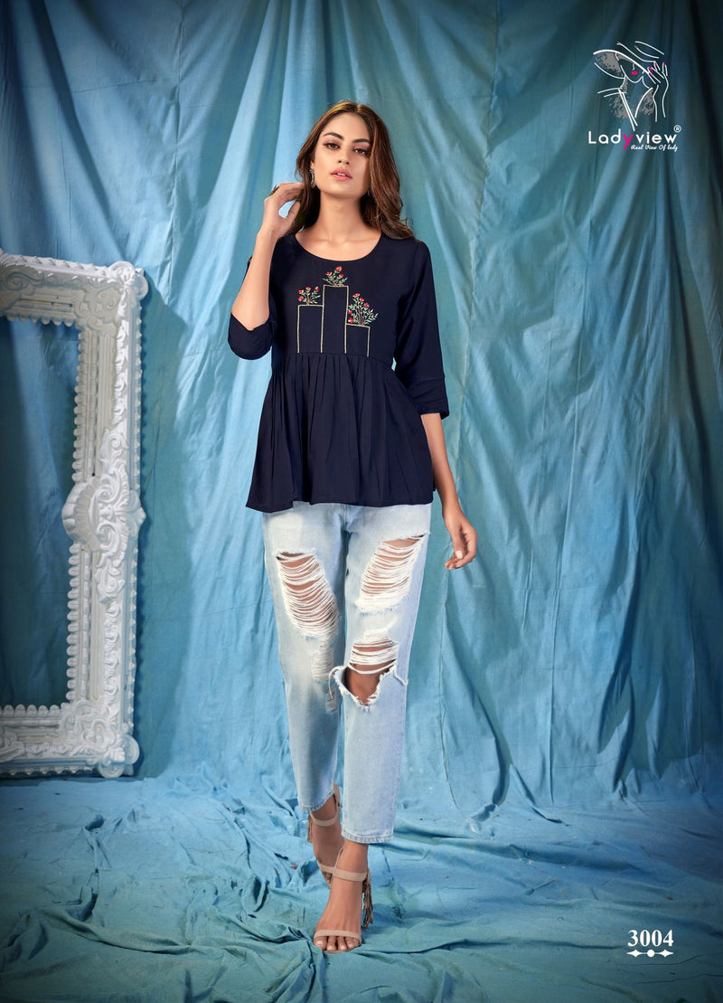 Ladyview Cool Crush Vol 3 Rayon FAncy Top Style Western Wear Short Kurtis