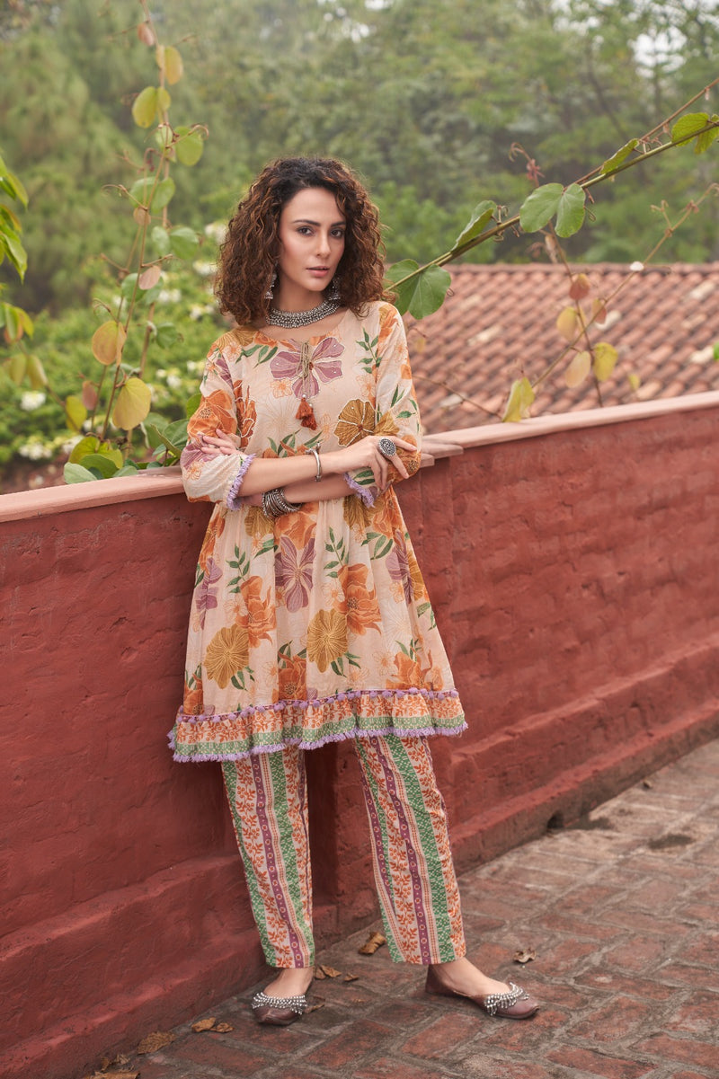Psyna Presents Cord Set Cotton Fancy Designer Partywear Kurti