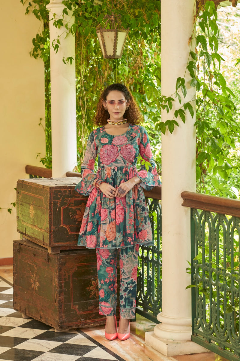 Psyna Presents Cord Set Cotton Fancy Designer Partywear Kurti