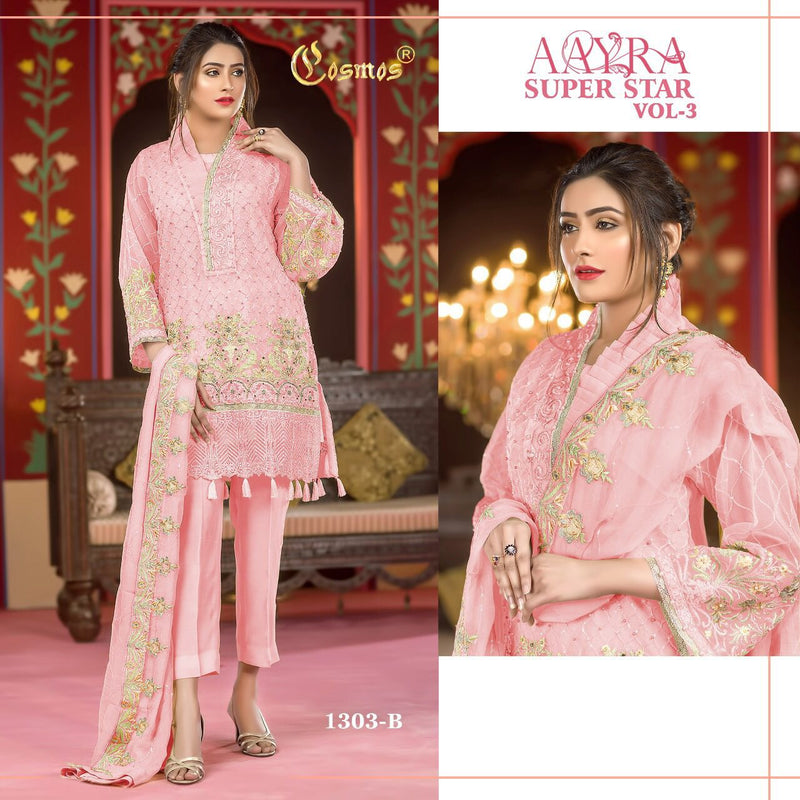 Cosmos Fashion Aayra Superstar Vol 3 Faux Georgette Heavy Embroidered Work Pakistani Salwar Kameez