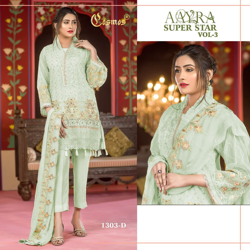 Cosmos Fashion Aayra Superstar Vol 3 Faux Georgette Heavy Embroidered Work Pakistani Salwar Kameez