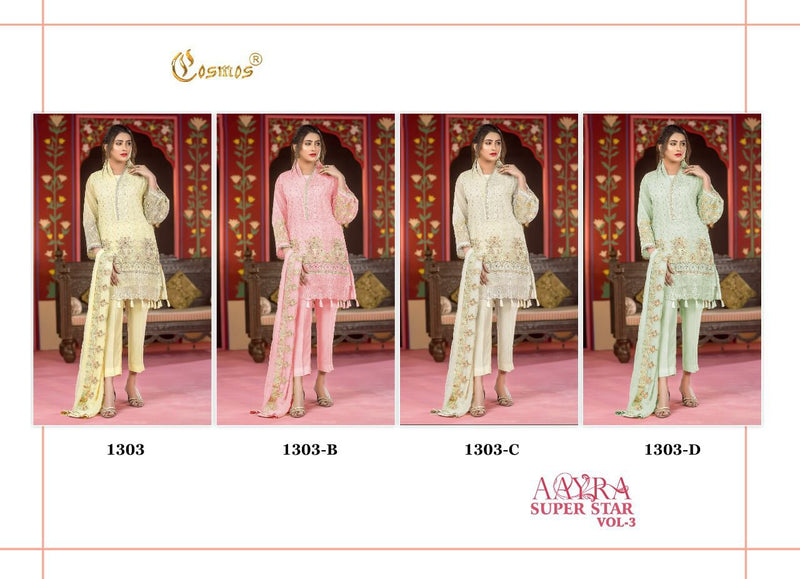 Cosmos Fashion Aayra Superstar Vol 3 Faux Georgette Heavy Embroidered Work Pakistani Salwar Kameez