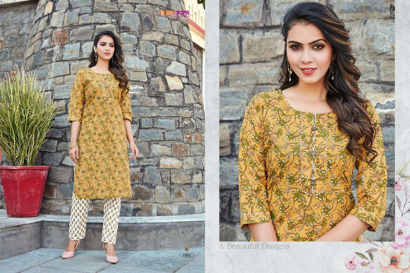 Tips & Tops Cotton Candy Casual Wear Cotton Printed Kurtis With Bottom