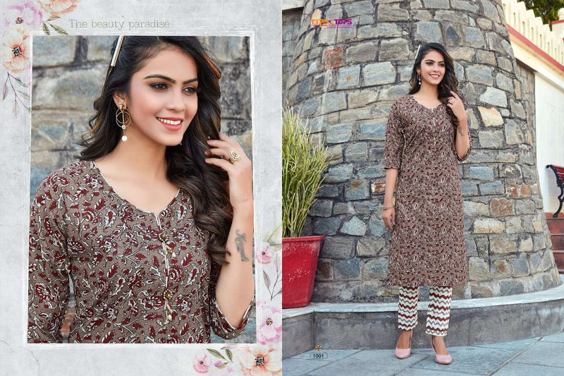 Tips & Tops Cotton Candy Casual Wear Cotton Printed Kurtis With Bottom