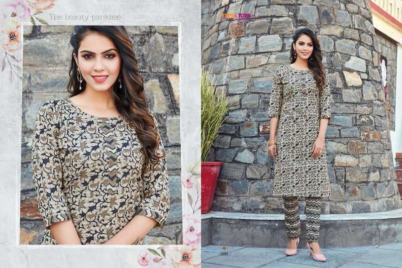 Tips & Tops Cotton Candy Casual Wear Cotton Printed Kurtis With Bottom