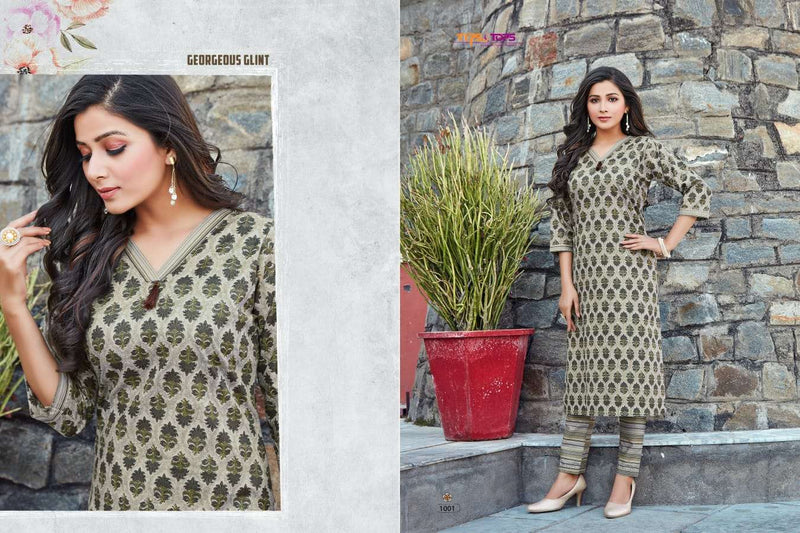 Tips & Tops Cotton Candy Casual Wear Cotton Printed Kurtis With Bottom