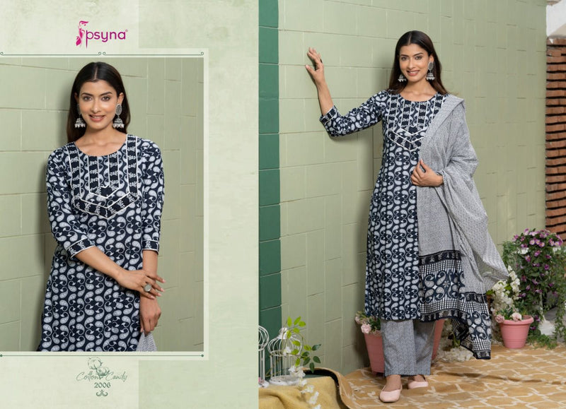 Psyna Cotton Candy Vol 2 Cotton Printed Party Wear Kurtis With Bottom & Dupatta