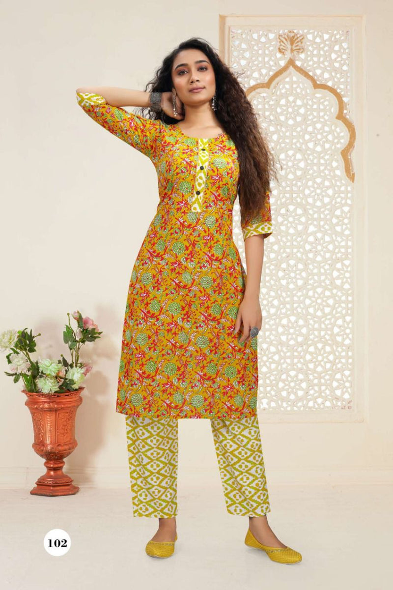 MF Cotton Canvas Cotton Printed Fancy Casual Wear Kurtis With Bottom