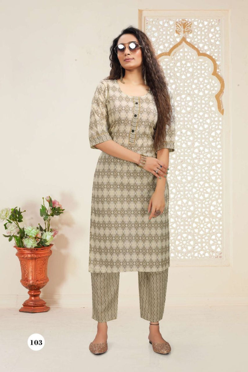 MF Cotton Canvas Cotton Printed Fancy Casual Wear Kurtis With Bottom