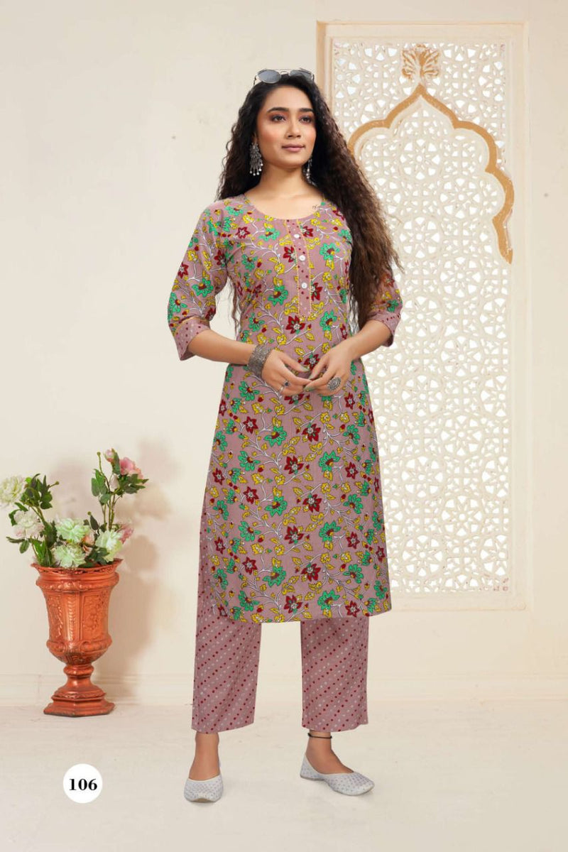 MF Cotton Canvas Cotton Printed Fancy Casual Wear Kurtis With Bottom