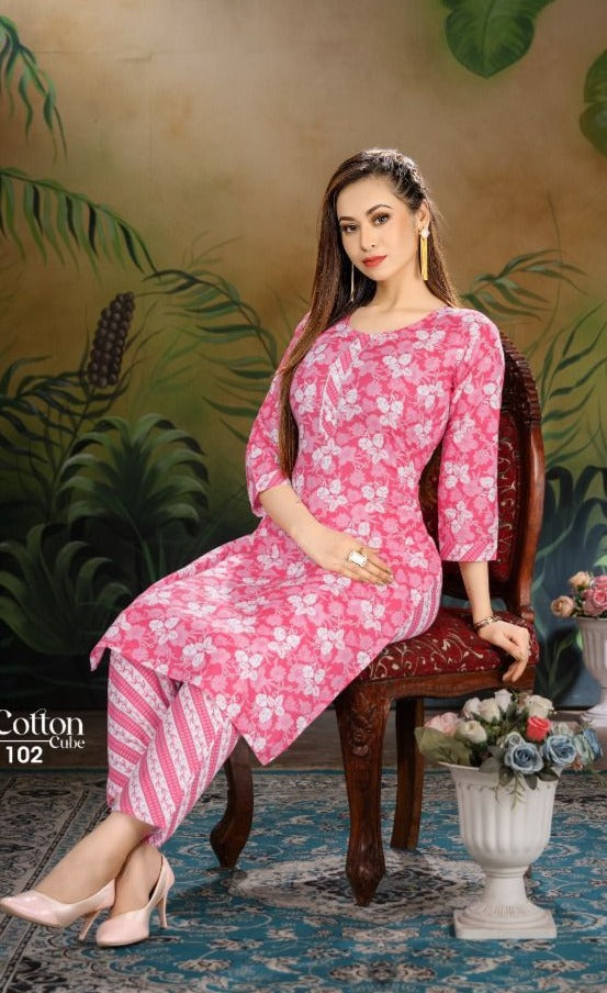 Beauty Queen Cotton Cube Fancy With fancy Printed Work Stylish Designer Casual Wear Fancy Kurti