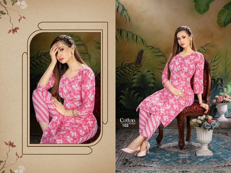 Beauty Queen Cotton Cube Fancy With fancy Printed Work Stylish Designer Casual Wear Fancy Kurti