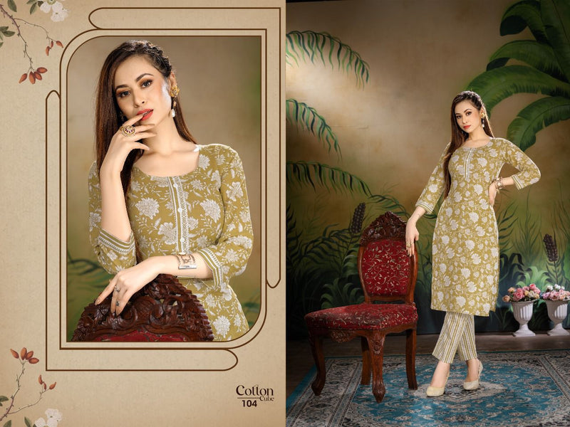 Beauty Queen Cotton Cube Fancy With fancy Printed Work Stylish Designer Casual Wear Fancy Kurti