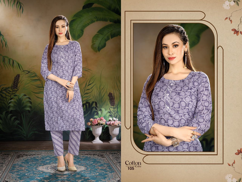 Beauty Queen Cotton Cube Fancy With fancy Printed Work Stylish Designer Casual Wear Fancy Kurti