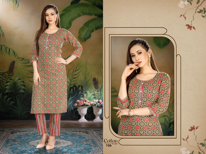 Beauty Queen Cotton Cube Fancy With fancy Printed Work Stylish Designer Casual Wear Fancy Kurti