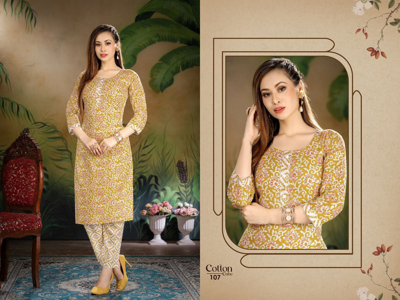 Beauty Queen Cotton Cube Fancy With fancy Printed Work Stylish Designer Casual Wear Fancy Kurti