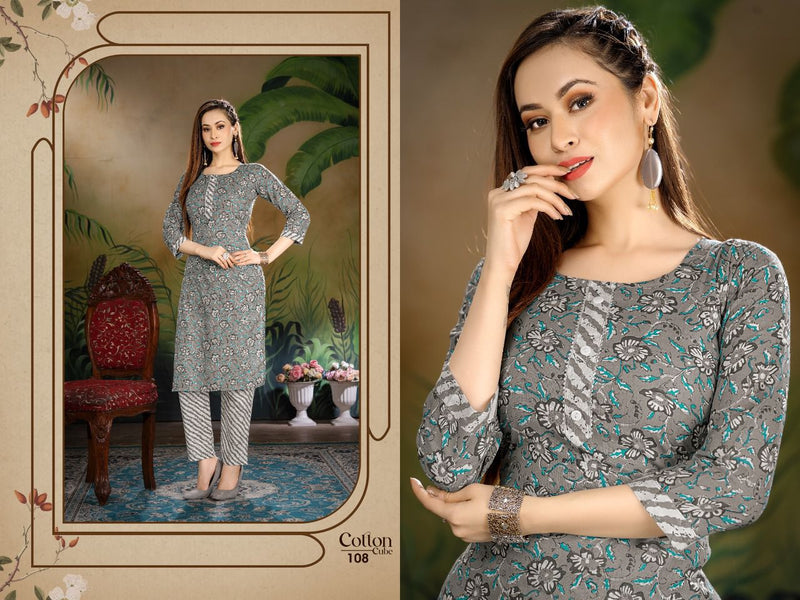 Beauty Queen Cotton Cube Fancy With fancy Printed Work Stylish Designer Casual Wear Fancy Kurti