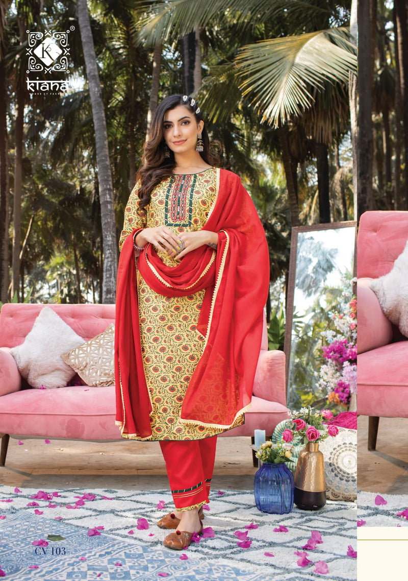 Kiana House Of Fashion Cotton Vibe Cotton Printed Party Wear Ready Made Salwar Suits