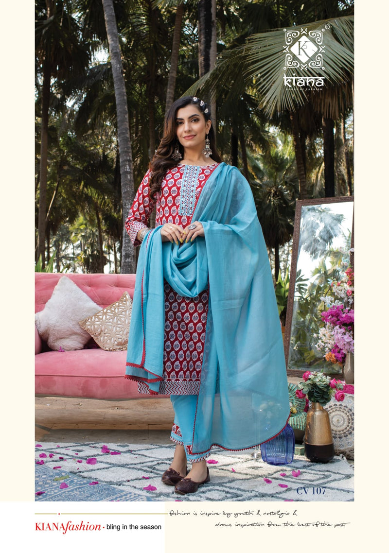 Kiana House Of Fashion Cotton Vibe Cotton Printed Party Wear Ready Made Salwar Suits