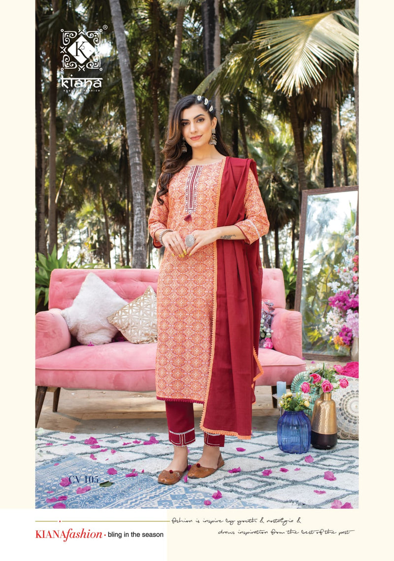 Kiana House Of Fashion Cotton Vibe Cotton Printed Party Wear Ready Made Salwar Suits
