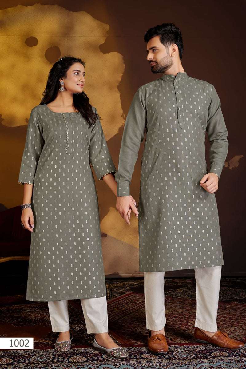 Banwery Fashion Couple Dream Cotton Fancy Combo Set Of Couple Kurtis
