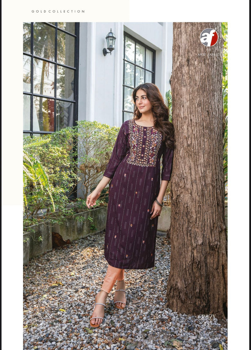 Anju Fabrics Crazy Vol 5 Heavy Viscose Rayon Knot Work Fancy Designer Kurti