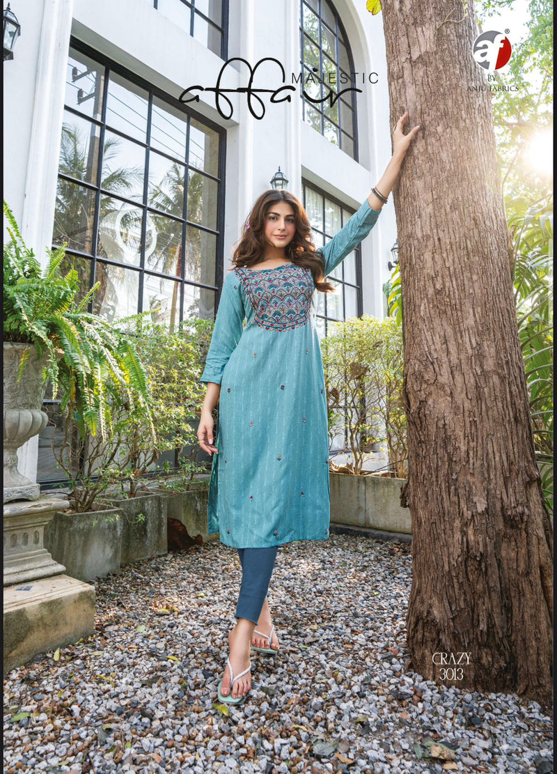 Anju Fabrics Crazy Vol 5 Heavy Viscose Rayon Knot Work Fancy Designer Kurti