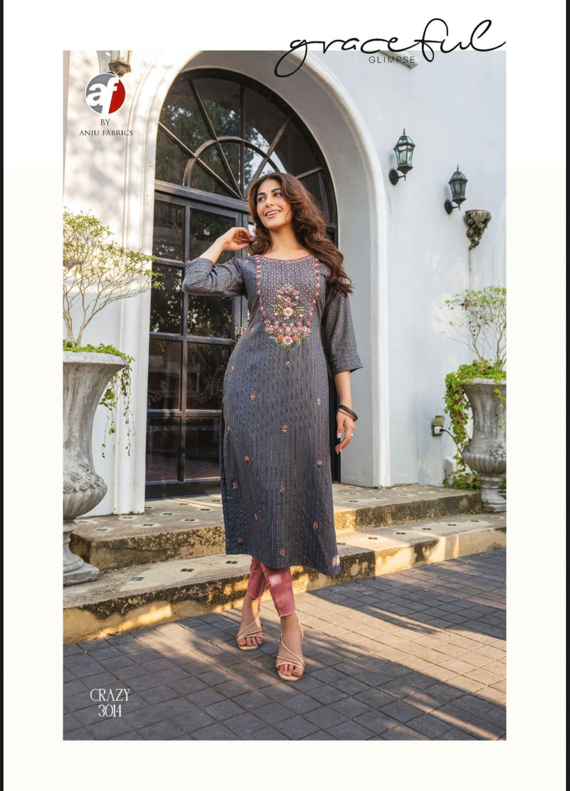 Anju Fabrics Crazy Vol 5 Heavy Viscose Rayon Knot Work Fancy Designer Kurti